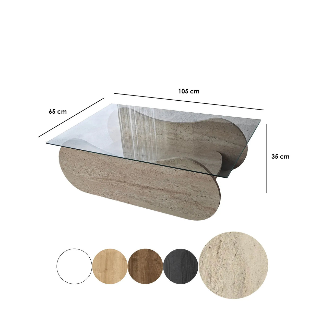 Couchtisch Brise aus gehärtetem Glas und Holz, 105×65×35 cm von Hanah Home – Bild 8