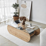 Couchtisch Brise aus gehärtetem Glas und Holz in Saphir-Eiche und Transparent, 105×65×35 cm von Hanah Home – Bild 1