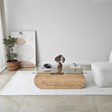 Couchtisch Brise aus gehärtetem Glas und Holz in Saphir-Eiche und Transparent, 105×65×35 cm von Hanah Home – Bild 3