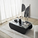 Couchtisch Brise aus gehärtetem Glas und Holz in Schwarz und Transparent, 105×65×35 cm von Hanah Home – Bild 1