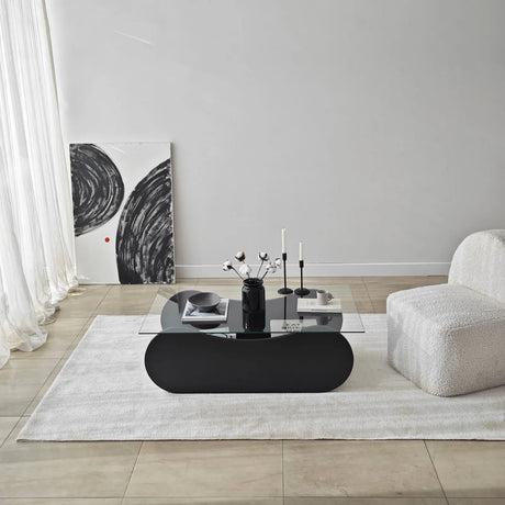 Couchtisch Brise aus gehärtetem Glas und Holz in Schwarz und Transparent, 105×65×35 cm von Hanah Home – Bild 5