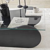 Couchtisch Brise aus gehärtetem Glas und Holz in Schwarz und Transparent, 105×65×35 cm von Hanah Home – Bild 6