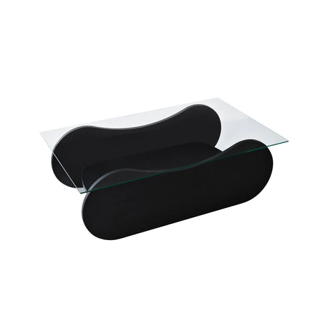 Couchtisch Brise aus gehärtetem Glas und Holz in Schwarz und Transparent, 105×65×35 cm von Hanah Home – Bild 8