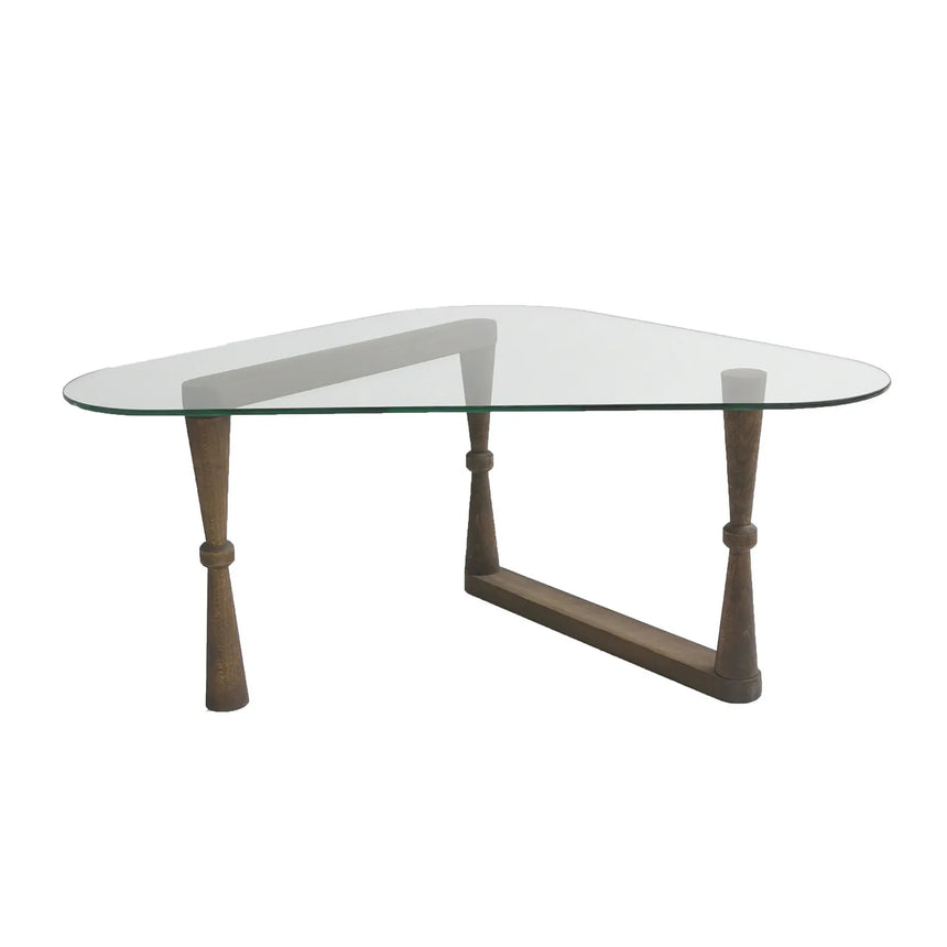 Couchtisch Cam aus gehärtetem Glas und Buche in Walnuss, 96×81×41 cm von Hanah Home – Bild 8