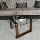 Couchtisch Cam aus gehärtetem Glas und Massivholz, 96×81×41 cm von Hanah Home – Bild 1