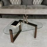 Couchtisch Cam aus gehärtetem Glas und Massivholz, 96×81×41 cm von Hanah Home – Bild 2