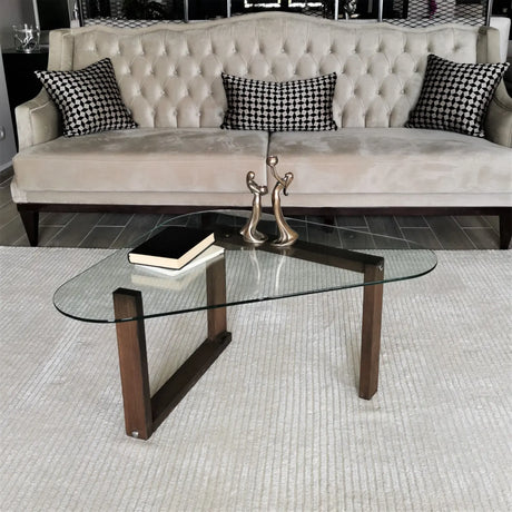 Couchtisch Cam aus gehärtetem Glas und Massivholz, 96×81×41 cm von Hanah Home – Bild 3