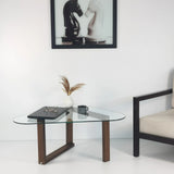 Couchtisch Cam aus gehärtetem Glas und Massivholz, 96×81×41 cm von Hanah Home – Bild 7