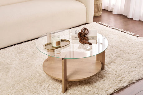 Couchtisch Clara aus gehärtetem Glas und Holz 75Ø von Hanah Home – Bild 1
