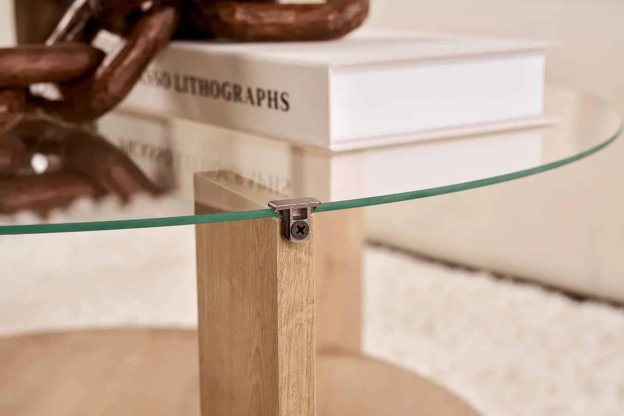 Couchtisch Clara aus gehärtetem Glas und Holz 75Ø von Hanah Home – Bild 5