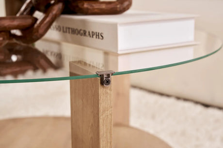 Couchtisch Clara aus gehärtetem Glas und Holz 75Ø von Hanah Home – Bild 5