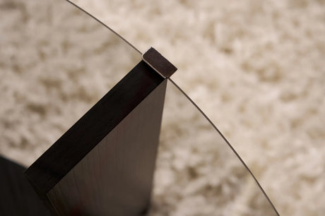 Couchtisch Clara aus gehärtetem Glas und Holz in Holzschwarz und Rauch 75Ø von Hanah Home – Bild 4