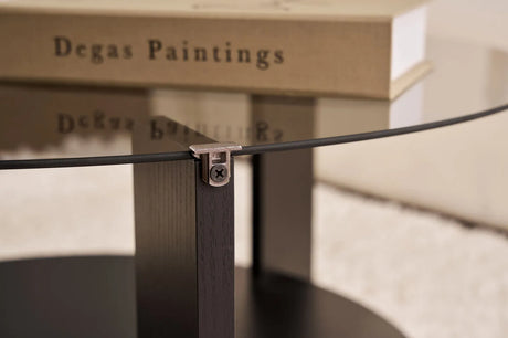 Couchtisch Clara aus gehärtetem Glas und Holz in Holzschwarz und Rauch 75Ø von Hanah Home – Bild 5