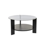Couchtisch Clara aus gehärtetem Glas und Holz 75Ø - ZEN ZONE Furniture