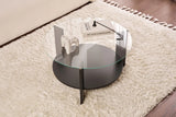 Couchtisch Clara aus gehärtetem Glas und Holz in Holzschwarz und Transparent 75Ø von Hanah Home – Bild 3