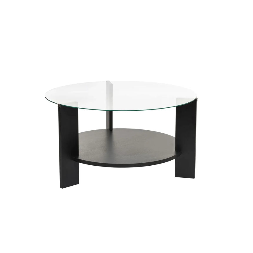 Couchtisch Clara aus gehärtetem Glas und Holz 75Ø - ZEN ZONE Furniture