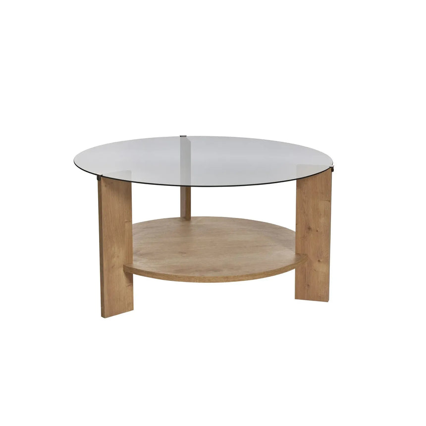 Couchtisch Clara aus gehärtetem Glas und Holz 75Ø - ZEN ZONE Furniture