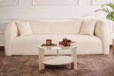 Couchtisch Clara aus gehärtetem Glas und Holz in Travertin und Transparent 75Ø von Hanah Home – Bild 2