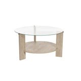 Couchtisch Clara aus gehärtetem Glas und Holz 75Ø - ZEN ZONE Furniture