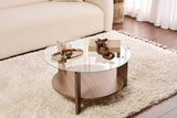 Couchtisch Clara aus gehärtetem Glas und Holz in Walnuss und Transparent 75Ø von Hanah Home – Bild 1