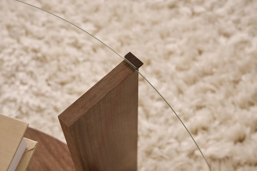 Couchtisch Clara aus gehärtetem Glas und Holz in Walnuss und Transparent 75Ø von Hanah Home – Bild 4
