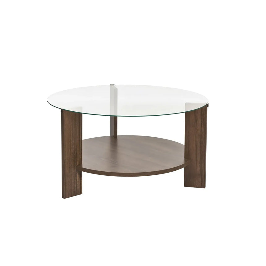 Couchtisch Clara aus gehärtetem Glas und Holz 75Ø - ZEN ZONE Furniture