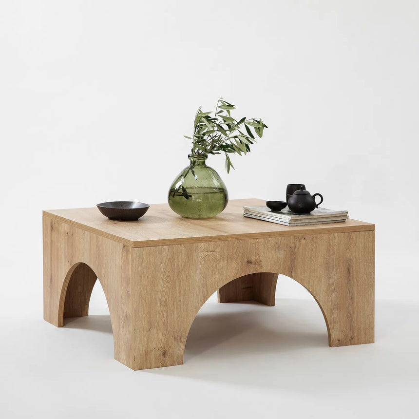 Couchtisch Collesium aus melaminbeschichteten Holz in Eiche, 80×80×37 cm von Hanah Home – Bild 2