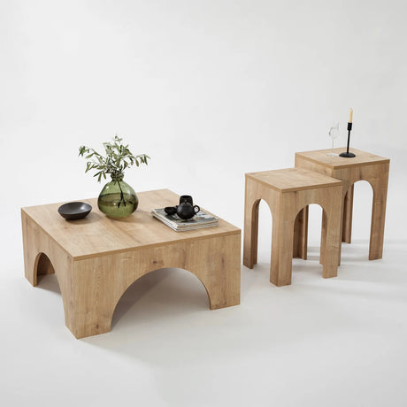 Couchtisch Collesium aus melaminbeschichteten Holz in Eiche, 80×80×37 cm von Hanah Home – Bild 8