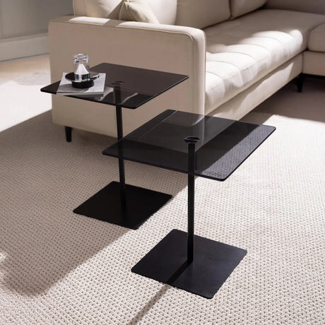 Couchtisch Elegante 2 aus gehärtetem Glas und melaminbeschichteten Holz, 45×40×40 cm von Hanah Home – Bild 1