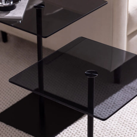 Couchtisch Elegante 2 aus gehärtetem Glas und melaminbeschichteten Holz, 45×40×40 cm von Hanah Home – Bild 3