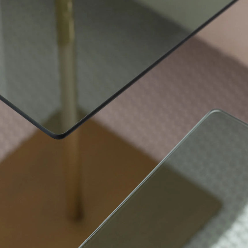 Couchtisch Elegante 2 aus gehärtetem Glas und melaminbeschichteten Holz in Gold und Grün, 45×40×40 cm von Hanah Home – Bild 4