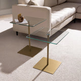 Couchtisch Elegante 2 aus gehärtetem Glas und melaminbeschichteten Holz in Gold und Transparent, 40×40×45 cm von Hanah Home – Bild 1