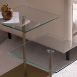 Couchtisch Elegante 2 aus gehärtetem Glas und melaminbeschichteten Holz in Gold und Transparent, 40×40×45 cm von Hanah Home – Bild 2