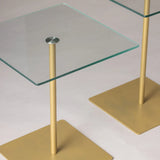 Couchtisch Elegante 2 aus gehärtetem Glas und melaminbeschichteten Holz in Gold und Transparent, 40×40×45 cm von Hanah Home – Bild 5