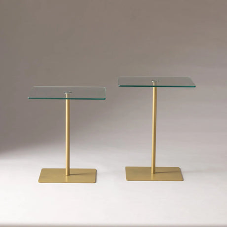 Couchtisch Elegante 2 aus gehärtetem Glas und melaminbeschichteten Holz in Gold und Transparent, 40×40×45 cm von Hanah Home – Bild 7