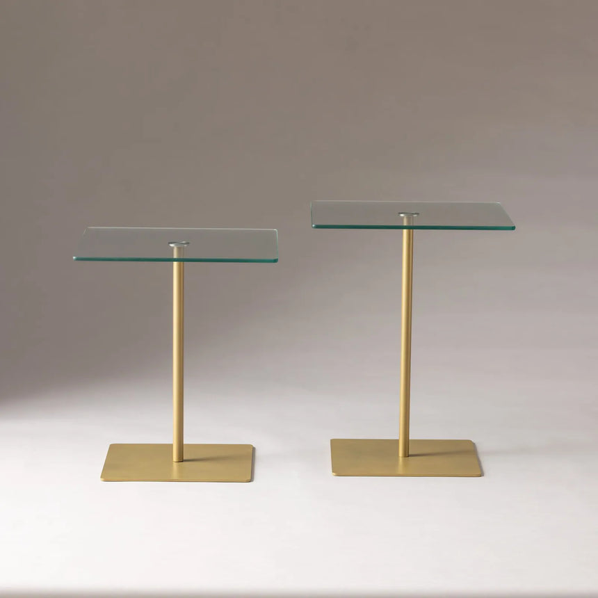 Couchtisch Elegante 2 aus gehärtetem Glas und melaminbeschichteten Holz in Gold und Transparent, 40×40×45 cm von Hanah Home – Bild 7