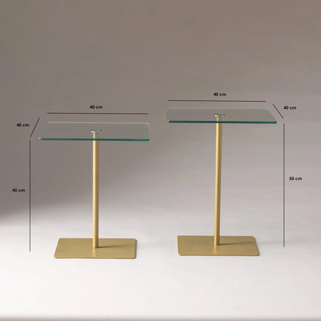 Couchtisch Elegante 2 aus gehärtetem Glas und melaminbeschichteten Holz in Gold und Transparent, 40×40×45 cm von Hanah Home – Bild 8