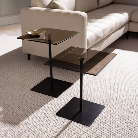 Couchtisch Elegante 2 aus gehärtetem Glas und melaminbeschichteten Holz in Schwarz und Bronze, 45×40×40 cm von Hanah Home – Bild 1