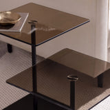 Couchtisch Elegante 2 aus gehärtetem Glas und melaminbeschichteten Holz in Schwarz und Bronze, 45×40×40 cm von Hanah Home – Bild 2