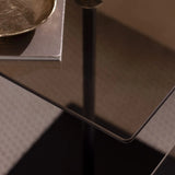 Couchtisch Elegante 2 aus gehärtetem Glas und melaminbeschichteten Holz in Schwarz und Bronze, 45×40×40 cm von Hanah Home – Bild 4