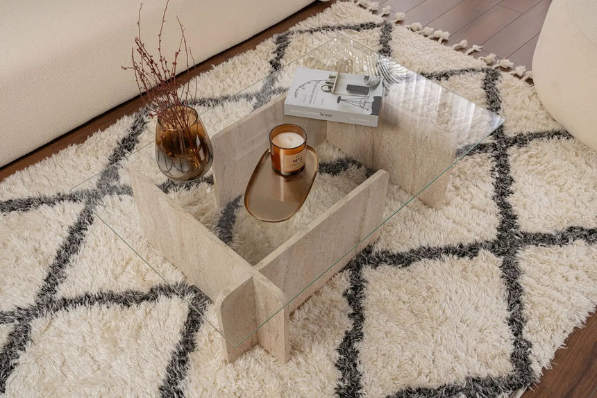 Couchtisch Flavio aus melaminbeschichteten Holz und gehärtetem Glas, 105×65×30 cm von Hanah Home – Bild 2