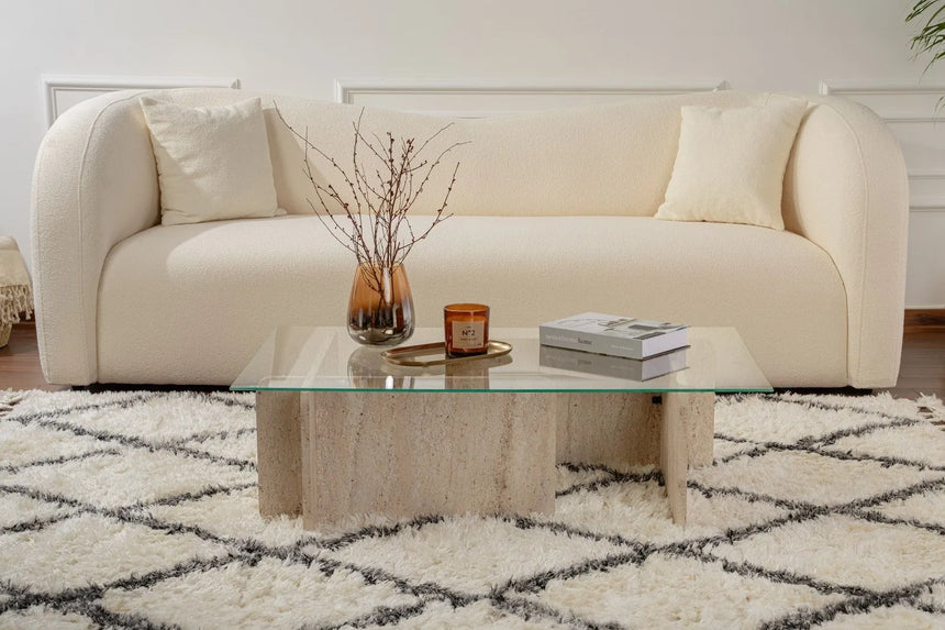 Couchtisch Flavio aus melaminbeschichteten Holz und gehärtetem Glas, 105×65×30 cm von Hanah Home – Bild 3