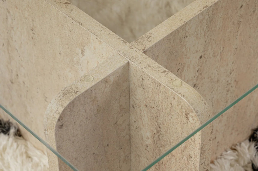 Couchtisch Flavio aus melaminbeschichteten Holz und gehärtetem Glas, 105×65×30 cm von Hanah Home – Bild 4