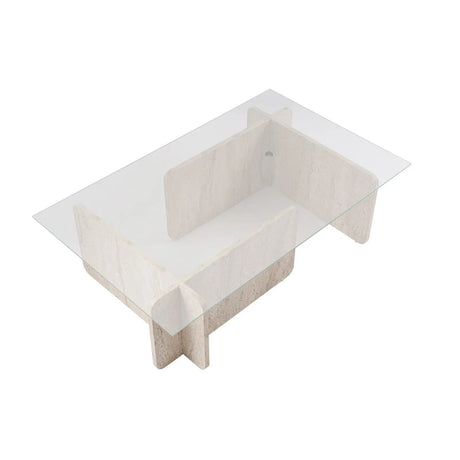 Couchtisch Flavio aus melaminbeschichteten Holz und gehärtetem Glas, 105×65×30 cm - ZEN ZONE Furniture