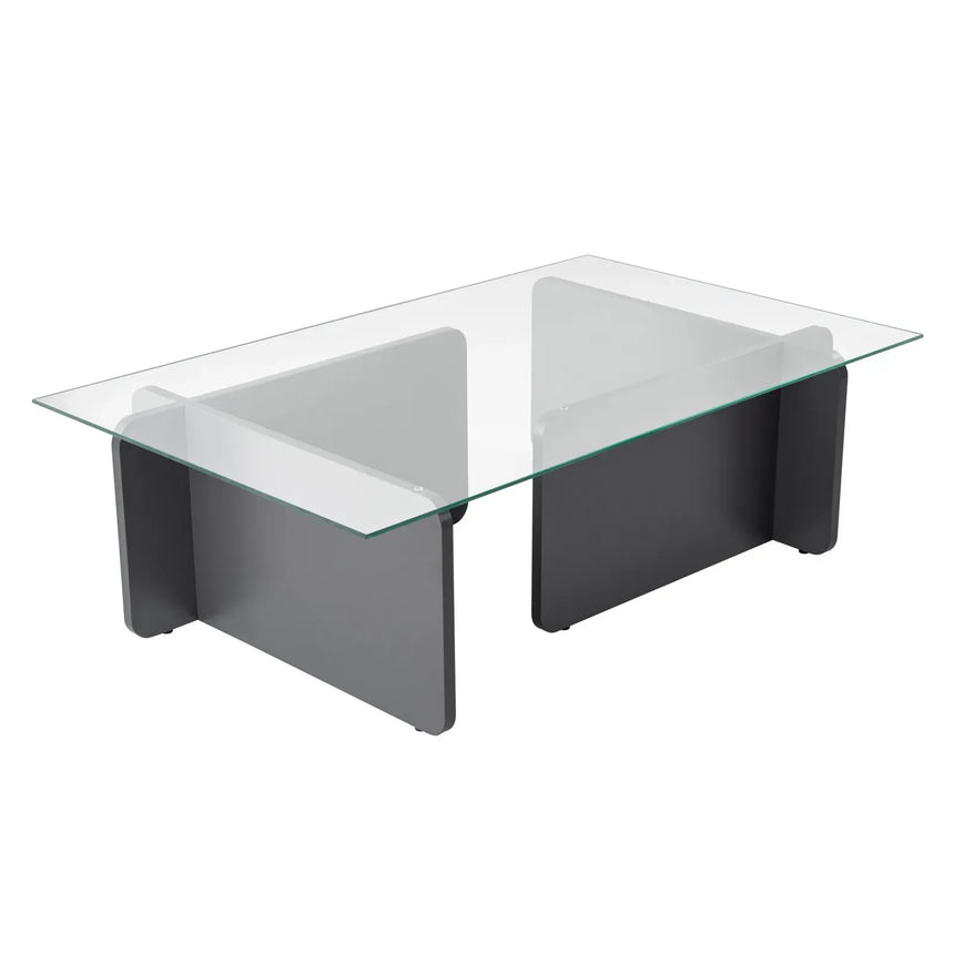 Couchtisch Flavio aus melaminbeschichteten Holz und gehärtetem Glas, 105×65×30 cm - ZEN ZONE Furniture