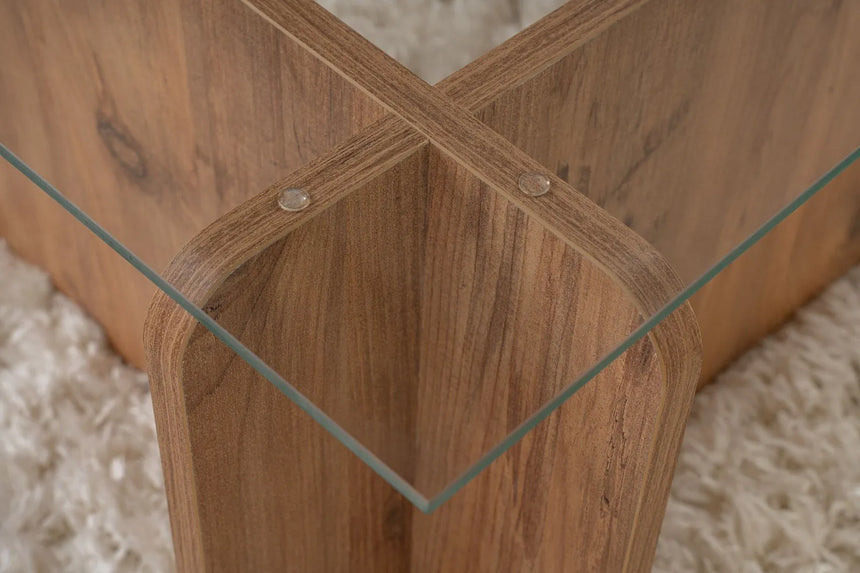Couchtisch Flavio aus melaminbeschichteten Holz und gehärtetem Glas in Atlantische Kiefer, 105×65×30 cm von Hanah Home – Bild 4