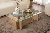 Couchtisch Flavio aus melaminbeschichteten Holz und gehärtetem Glas in Eiche, 105×65×30 cm von Hanah Home – Bild 1