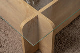 Couchtisch Flavio aus melaminbeschichteten Holz und gehärtetem Glas in Eiche, 105×65×30 cm von Hanah Home – Bild 4