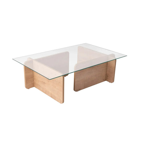 Couchtisch Flavio aus melaminbeschichteten Holz und gehärtetem Glas, 105×65×30 cm - ZEN ZONE Furniture