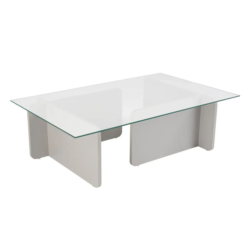 Couchtisch Flavio aus melaminbeschichteten Holz und gehärtetem Glas, 105×65×30 cm - ZEN ZONE Furniture